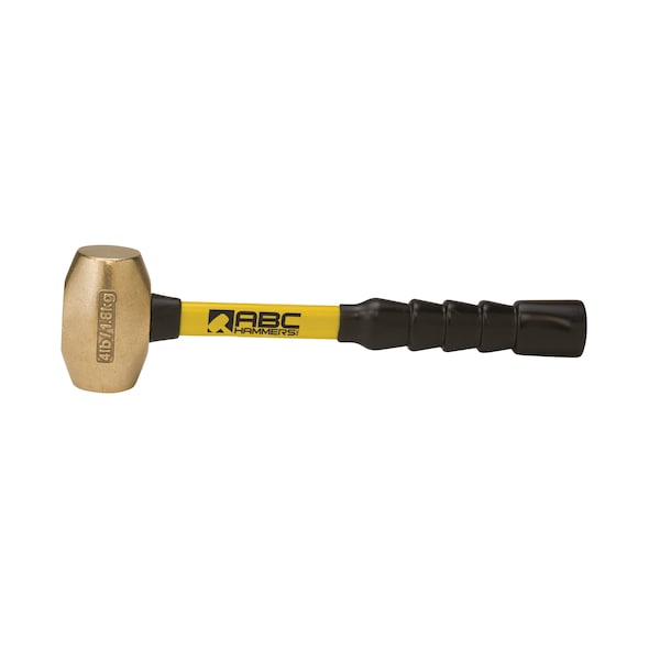 4 lb Brass Hammer, 12 in L Fiberglass Handle